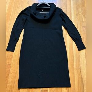 Ann Taylor Black Cowl Neck Sweater Dress
